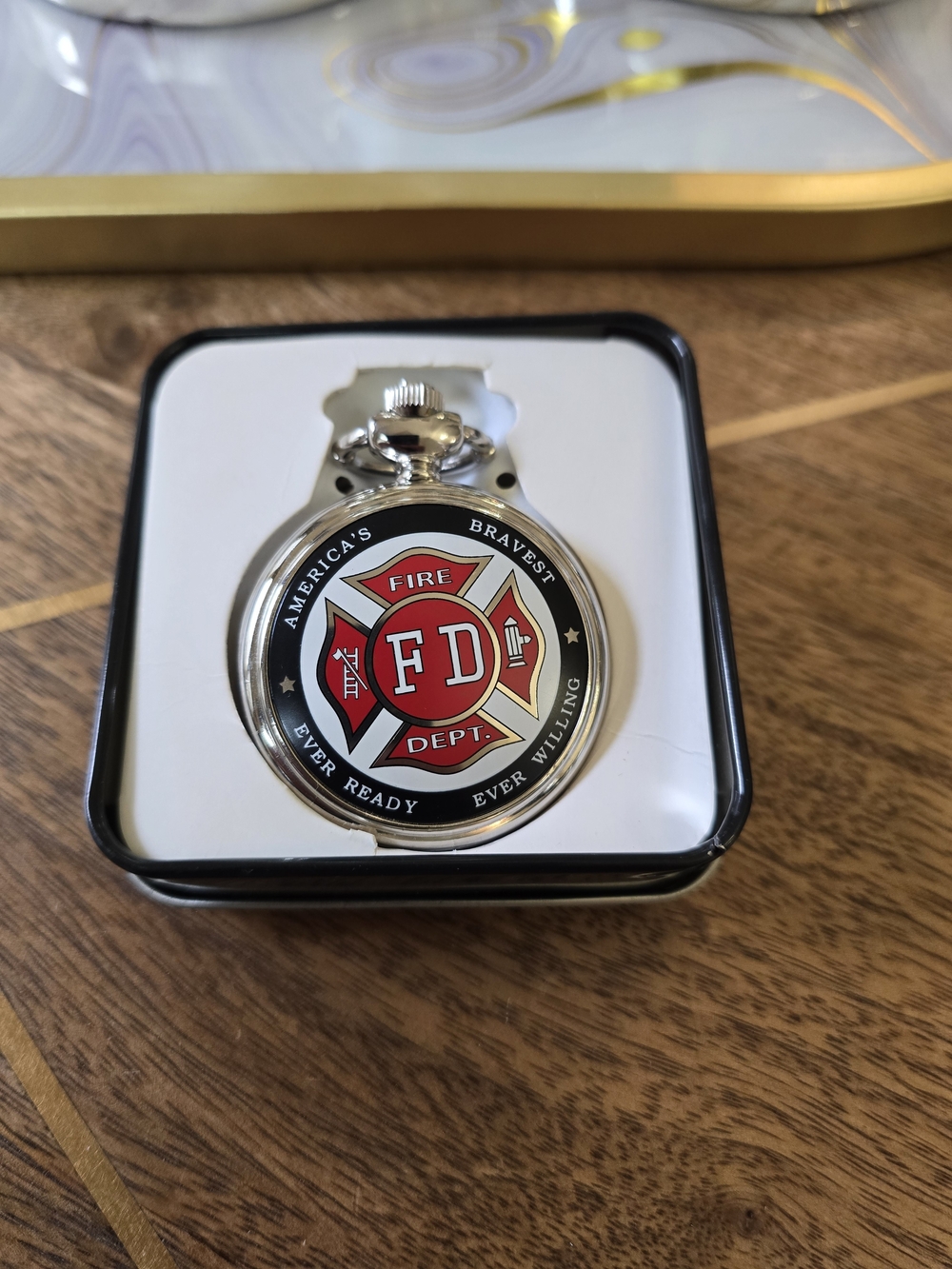 Fire Department Pocket Watch - Red and Black Loose Dial
